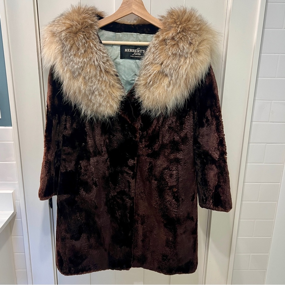 Vintage Shorn Beaver with Fox Collar Fur Coat from Herbert’s of SF